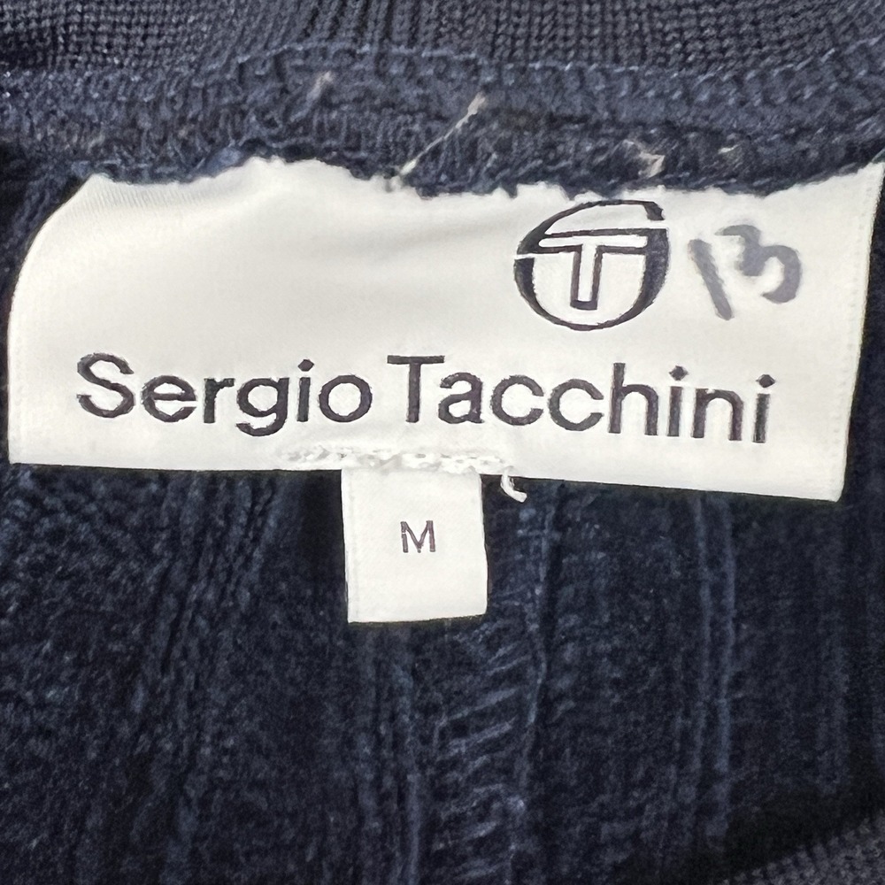 Sergio Tacchini Chenille Velour Pants Maritime Blue Medium Tracksuit - Picture 4 of 10